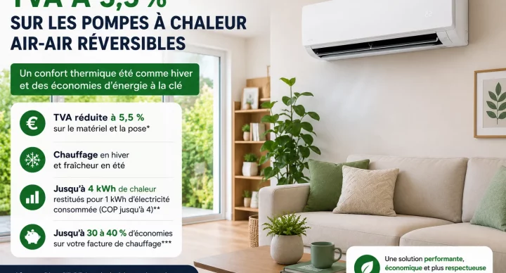 TVA à 5,5 % sur les pompes à chaleur air-air
