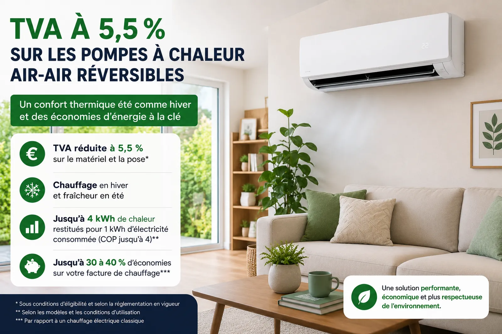 TVA à 5,5 % sur les pompes à chaleur air-air